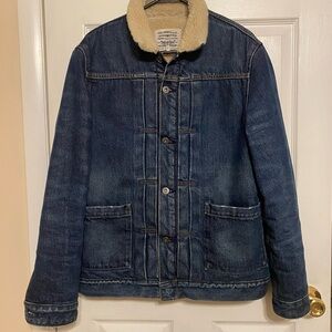 Levi's Dark Blue Denim Jacket with Cream Collar